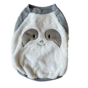TOP-PAW Sloth Face Dog Sweatshirt Cream & Gray Fuzzy Sweater Size Large NWOT